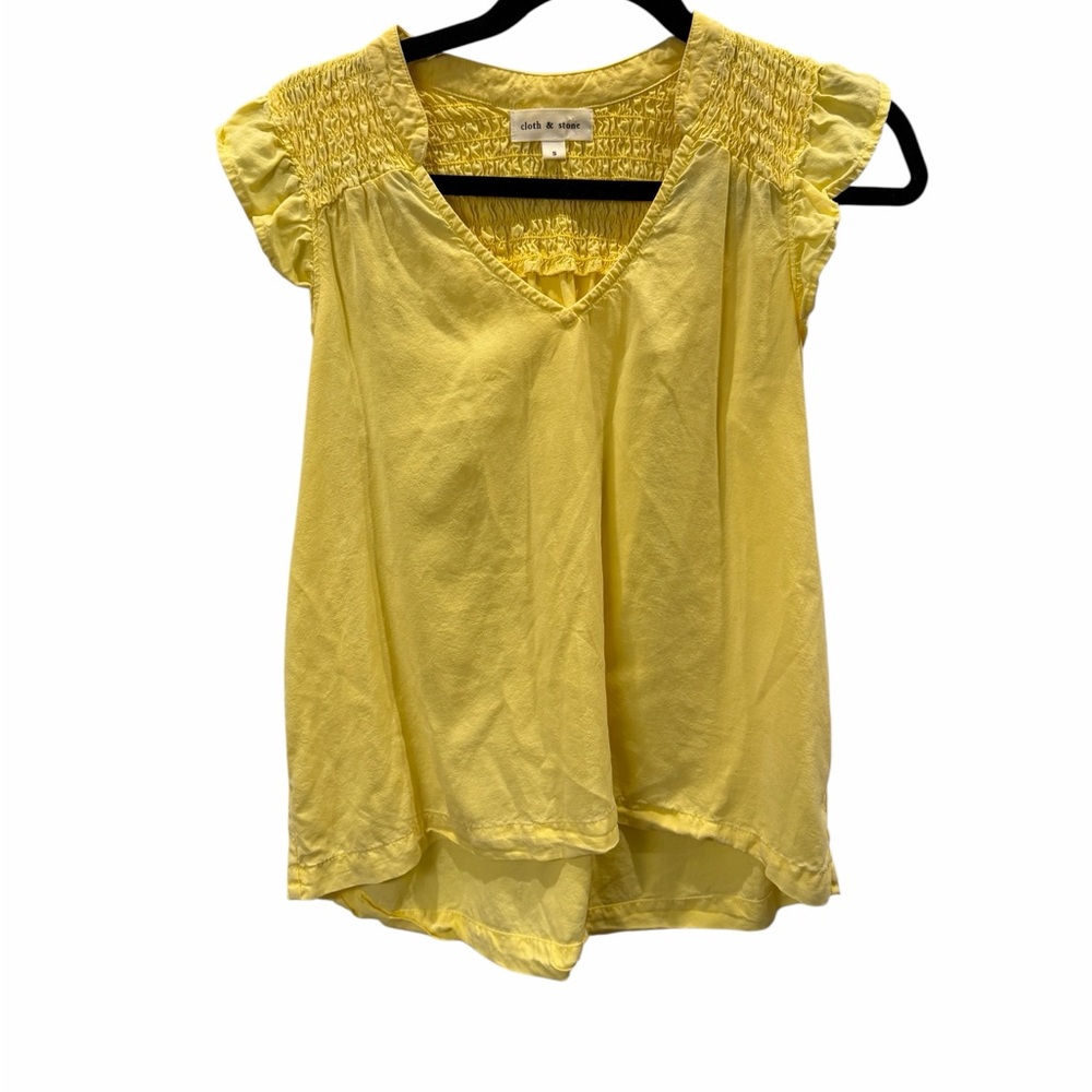 Bright Yellow Cloth & Stone Smocked Sleeveless Tops Size S